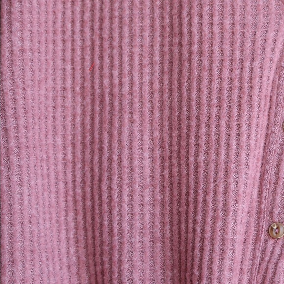 Dusty Rose Waffle Weave Front Knot Top - Picture 13 of 16